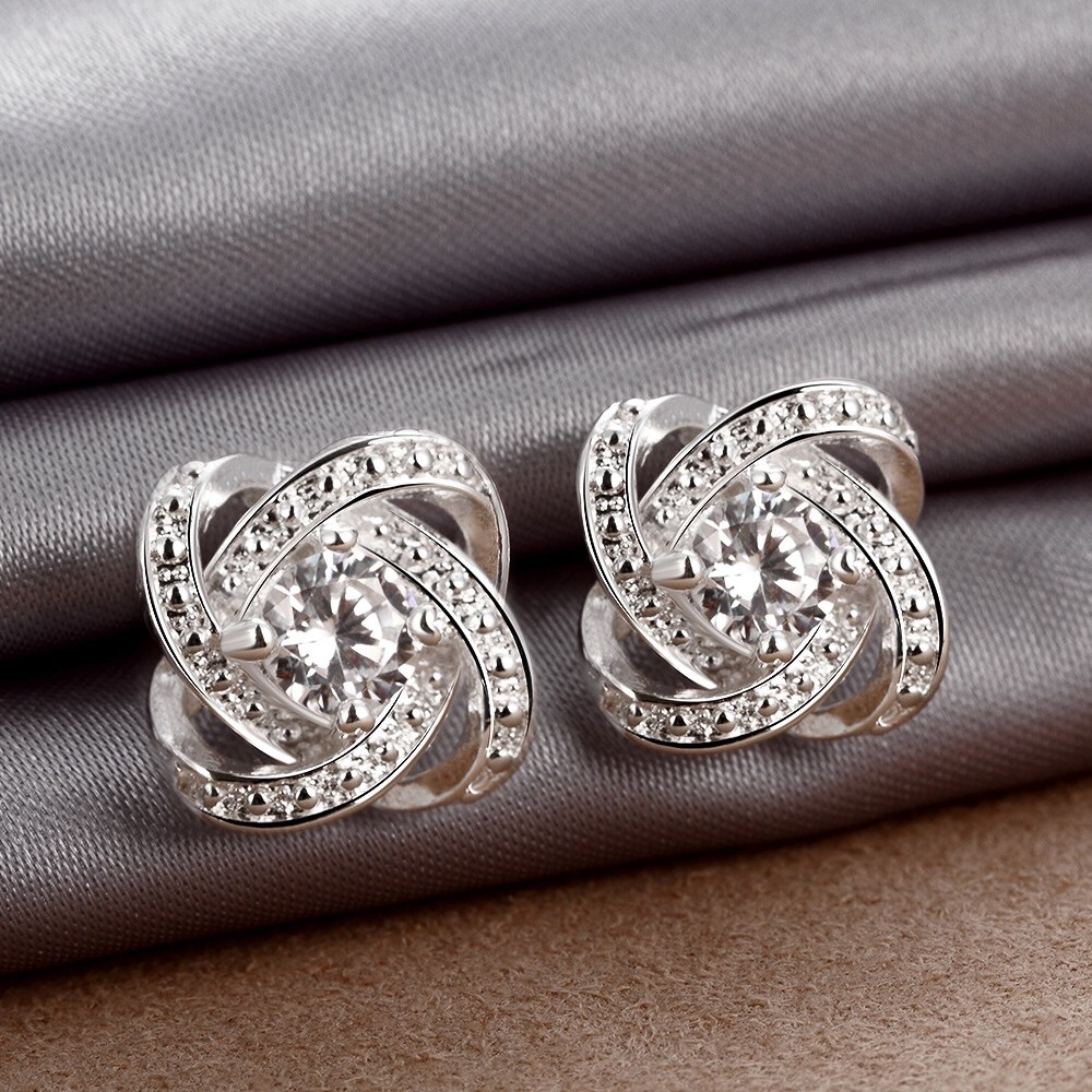 925 sterling silver 1ct diamond earring - Picture 3 of 3